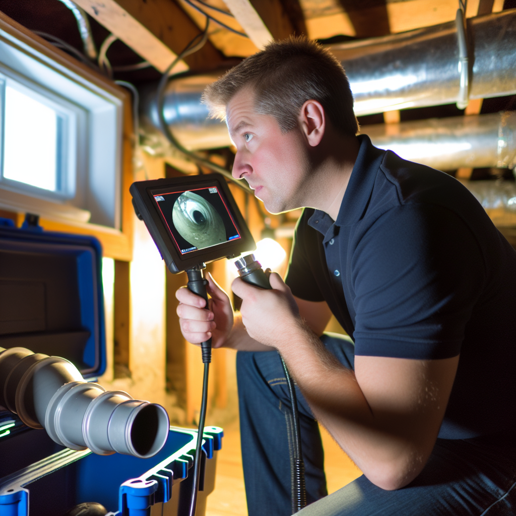 Plumber conducting camera inspection of lead drain lines to assess replacement needs in Malden, MA home