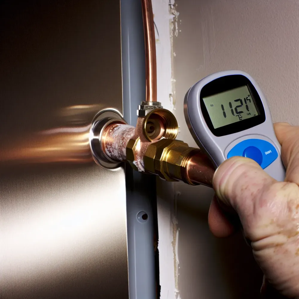 Close-up inspection of tankless water heater signs of failure in Malden